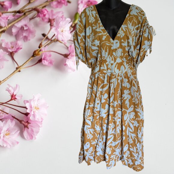 Maize Yellow Floral Print Ava & Viv Cotton Summer Dress 4X - Picture 1 of 9